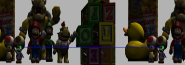 Matched points shown on stereo pair